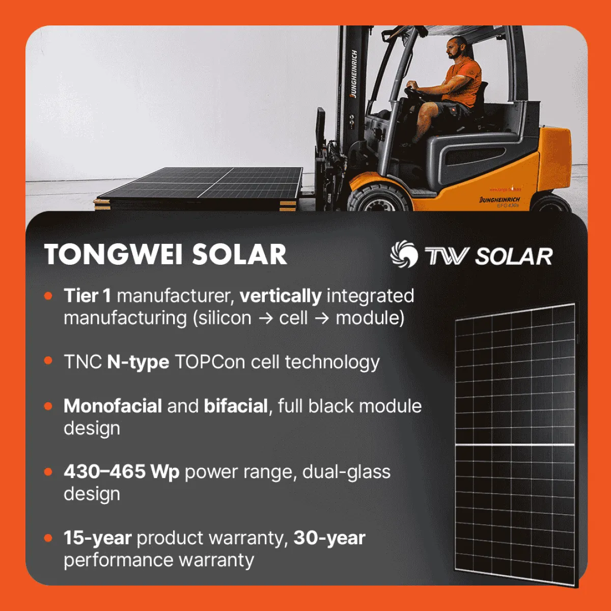 Tongwei 505Wp TWMNH-54HD505W N-type Bifacial black frame solar panel