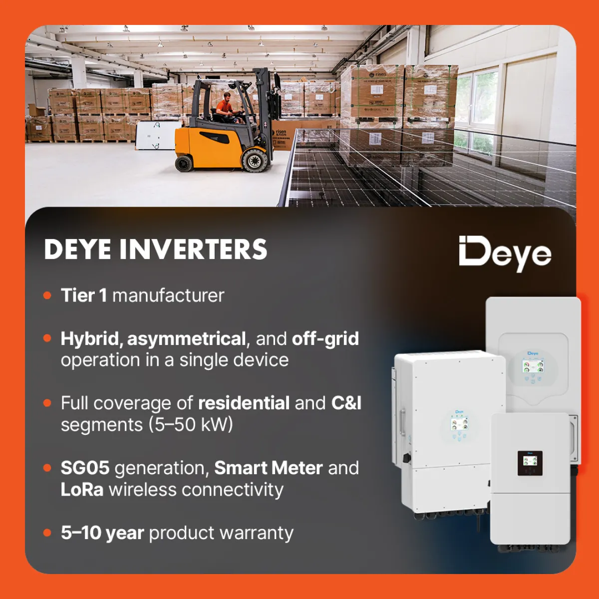 Deye 5kW Hybrid LV 3 phase + 16.38kWh LV energy storage bundle