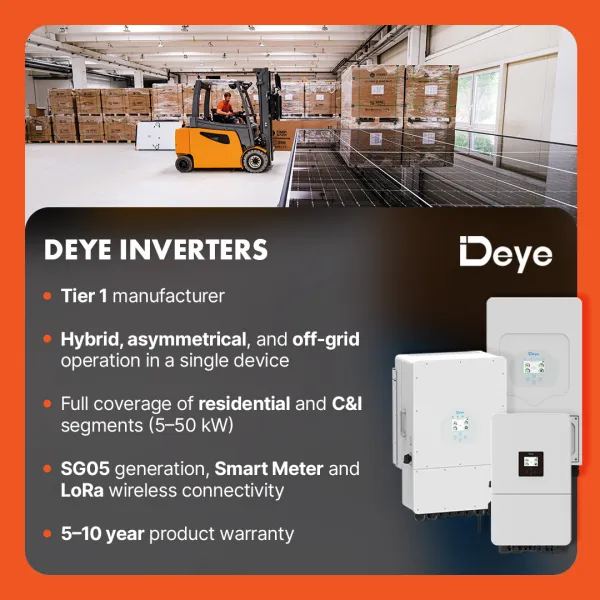 Deye 5kW Hybrid LV 3 phase + 16.38kWh LV energy storage bundle